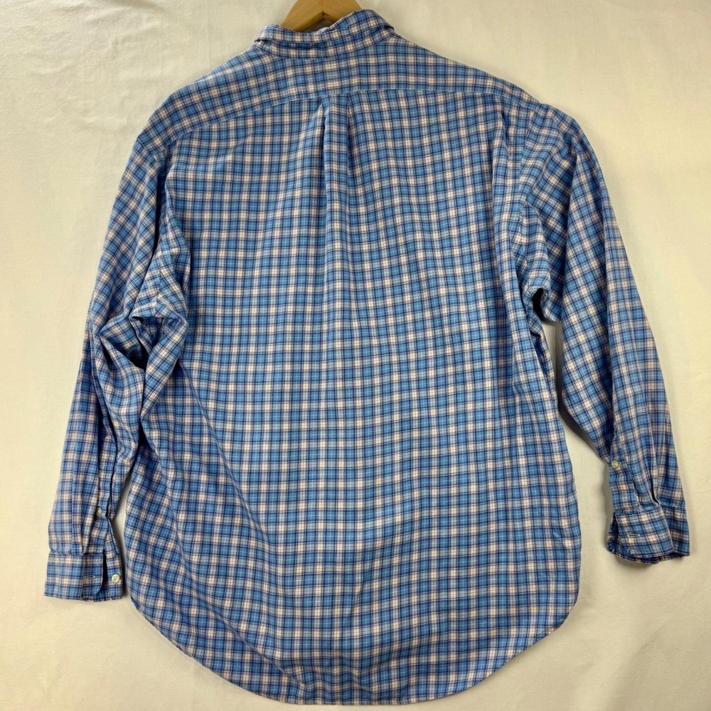 Y2K Ralph Lauren Blake XL Blue‎ Plaid Button Down Pink Blue Cotton Pony - Picture 6 of 10